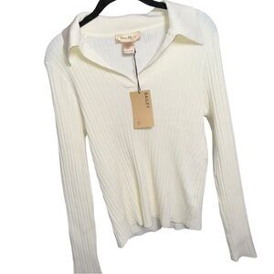 New Bailey 44 Knit Ribbed Collared Top Revolve. XL